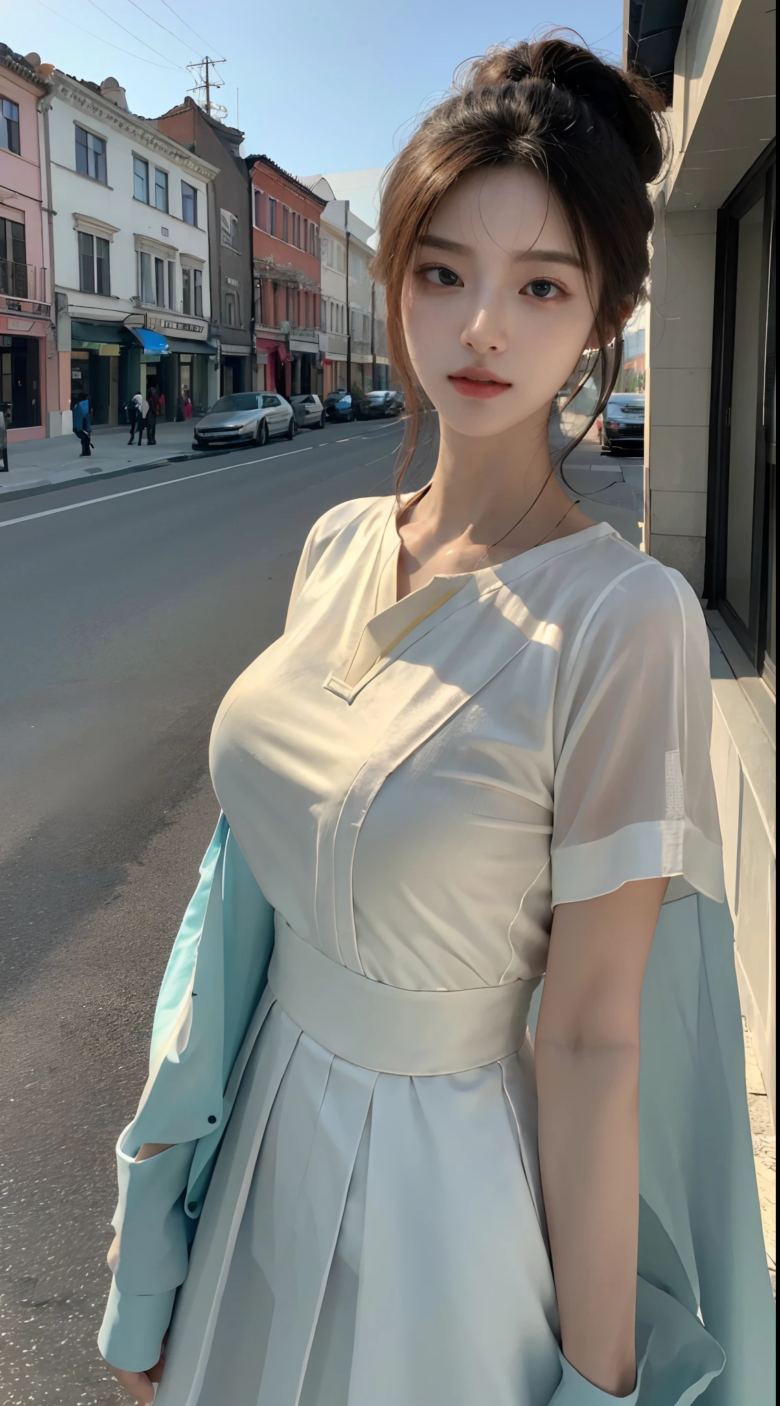 ((high quality, masterpiece:1.4)), 1girl, ((elegant, majestic, beautiful, korean, upper body, street clothes:1.4, pretty face, noon, street background:1.2)), absurdres, high details, intricate, intricate details, sharp focus, screen space reflextions, RTX, edge lighting, rim light, rim lighting, best lighting, 8K, HD, Full-HD, Ultra-HD, Super-Resolution, Megapixel, Refreshing, Lumen Reflections, TXAA, De-Noise, Shaders, Post Processing, Post-Production, insanely detailed and intricate, hypermaximalist, hyper realistic, super detailed