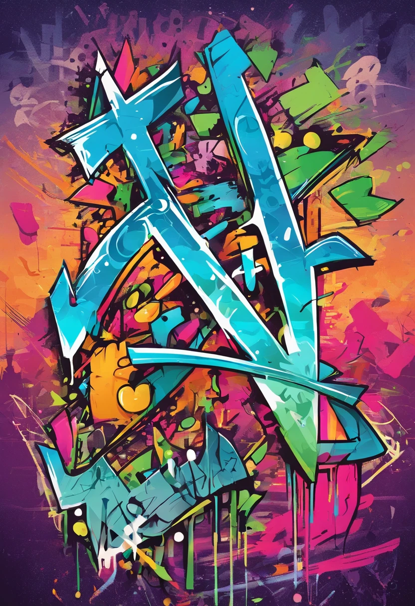 letter (sambernyawa), pop color, gradation, funky style.