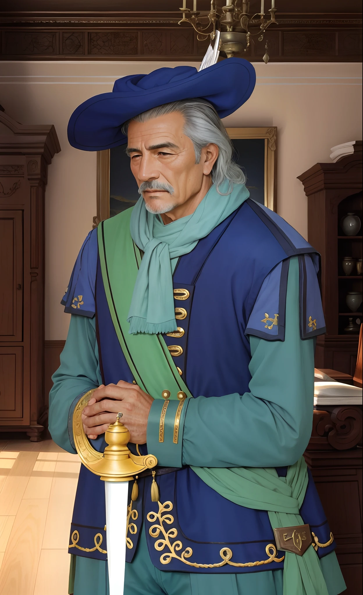 Juan Rodriguez Serrano, , 16th century , renaissance , age of exploration, many wrinkles, very Weathered, very old, grandpa face, man, Portuguese,reliable, experienced, decent and nice and detailed and expensive navigator clothes, captain, ill-fated, Deep outline,impressive,knowledgeable,loyal, indecisiveness, elegant, tough, supportive, resilience, diligent, polite, contructive