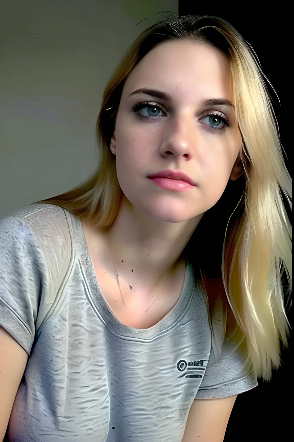blonde woman, , common face, A Living Face, detailed alluring eyes, in a black sweatshirt, ((Detailed facial features)), (finely detailed skin), pale skin, realistic skin texture, extreme skin details, masterpiece best quality, Photorealistic, A hyper-realistic, Detailed, 8K, HDR, (soft colour: 1.2), Shallow depth of field, broad light, High contrast, Backlighting, light sparkles, chromatic aberration, sharp-focus, RAW color photo