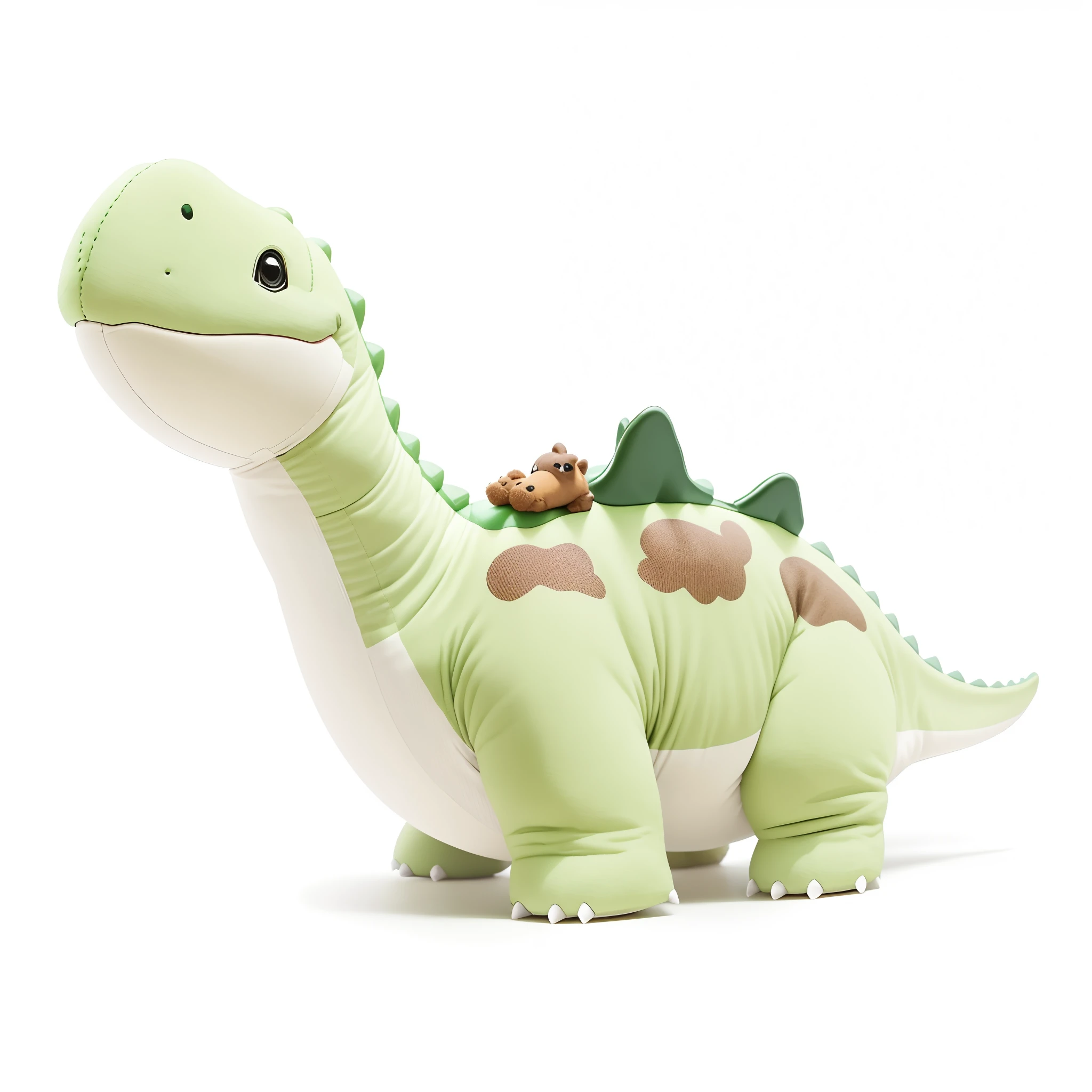 there is a green stuffed dinosaur with a brown spot on its back, dinosaur, plush toy, barney the dinosaur, plushie, fumo plush, giga, alosaurus, ultra-detailed, ultra - detailed, stuffed toy, mid view, brachiosaurus, high resolution details, viewed from the side, high details, high detail product photo, in detail