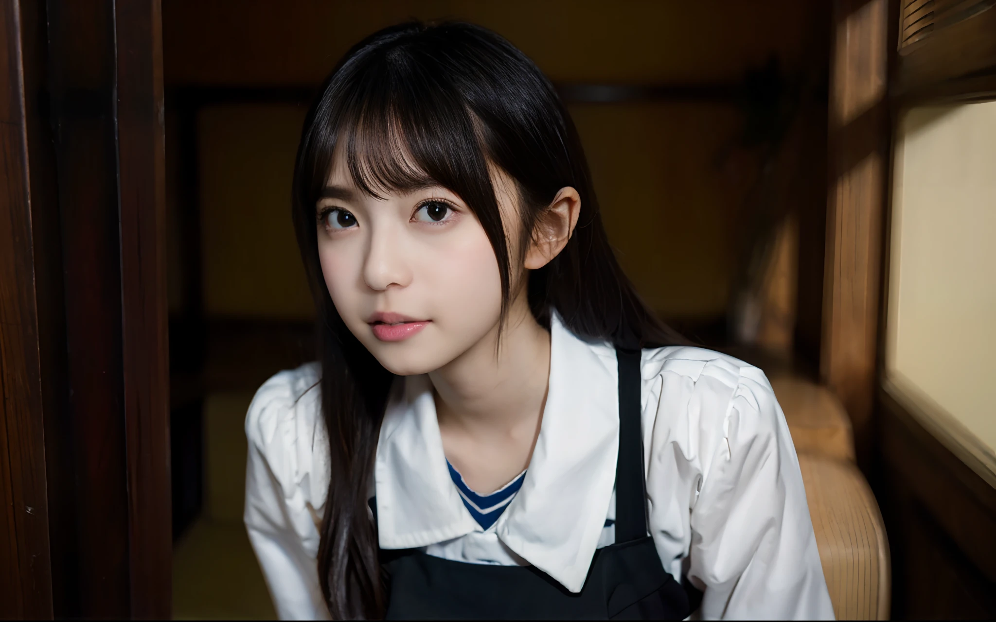 NSFW、8k, top-quality, (pubic hair beauty)、hight resolution, realisticlying, realperson, 1girl in、独奏、(top-quality)、(masterpiece:1.1)、full bodyesbian、looking_at_viewer、dynamic ungle、校服、cute little、Clear facial skin、