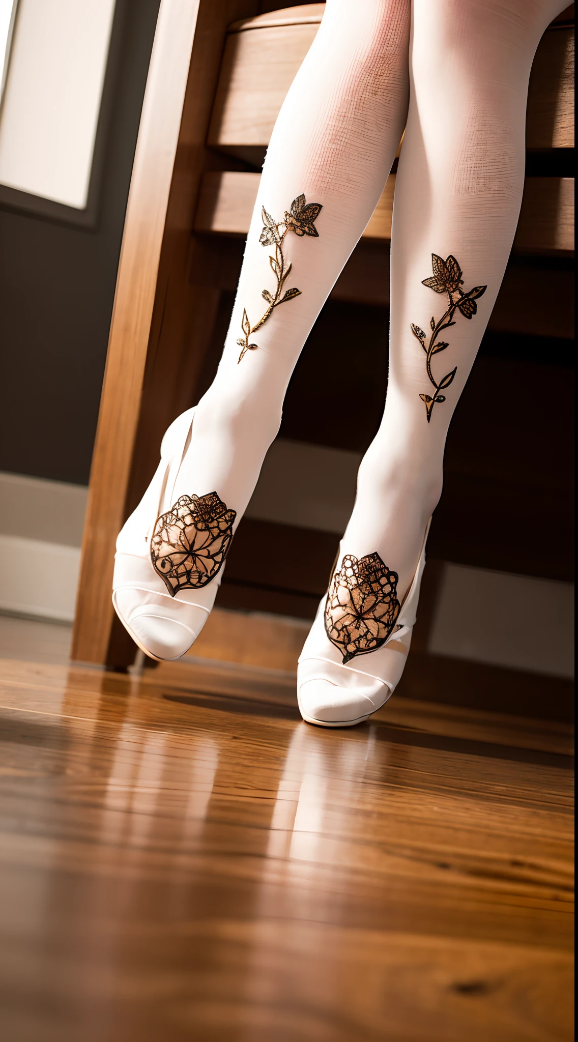 Clear stockings with floral motifs,Perfect lighting,Close-up shot,Best quality photos