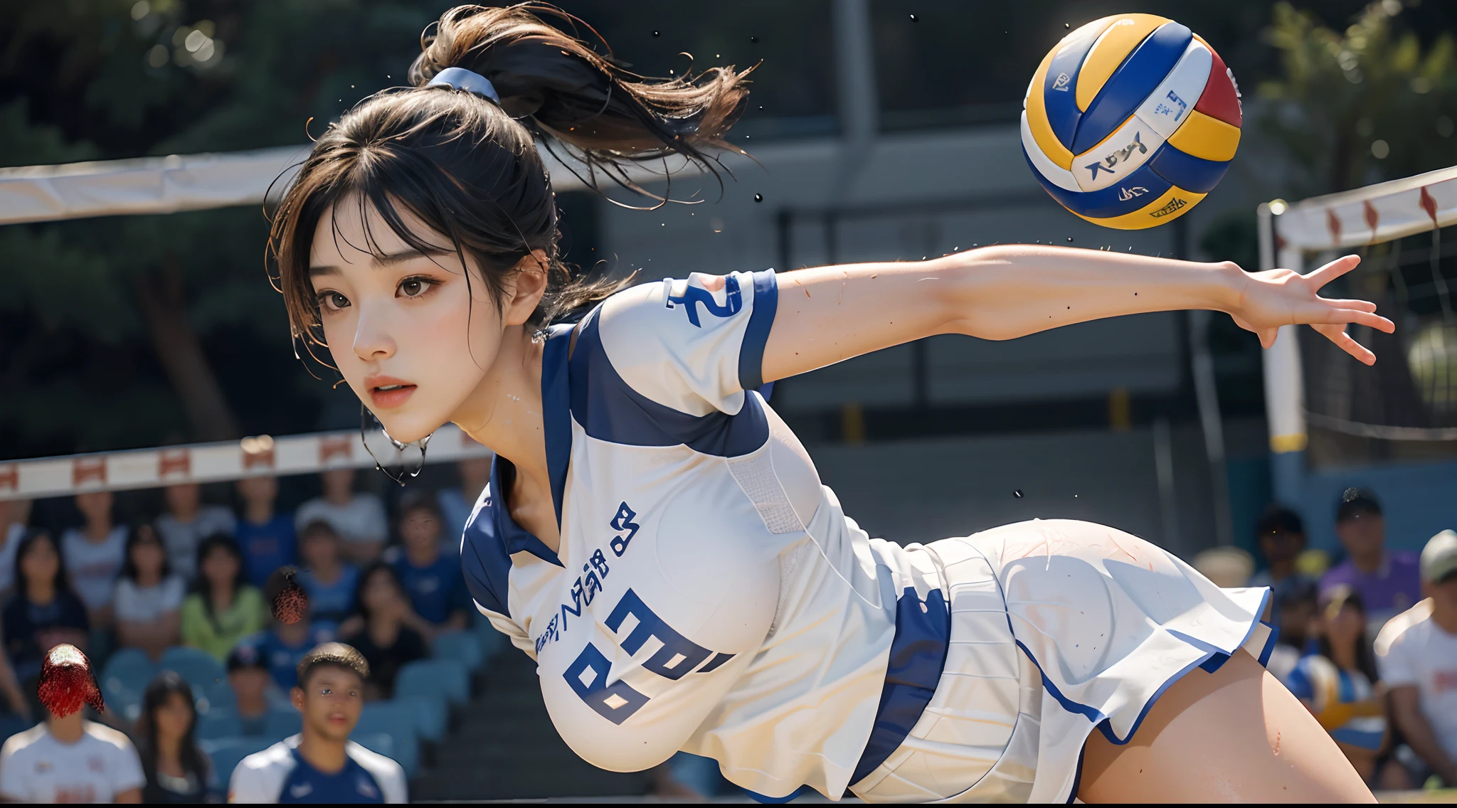 Big tit woman with volleyball jersey and