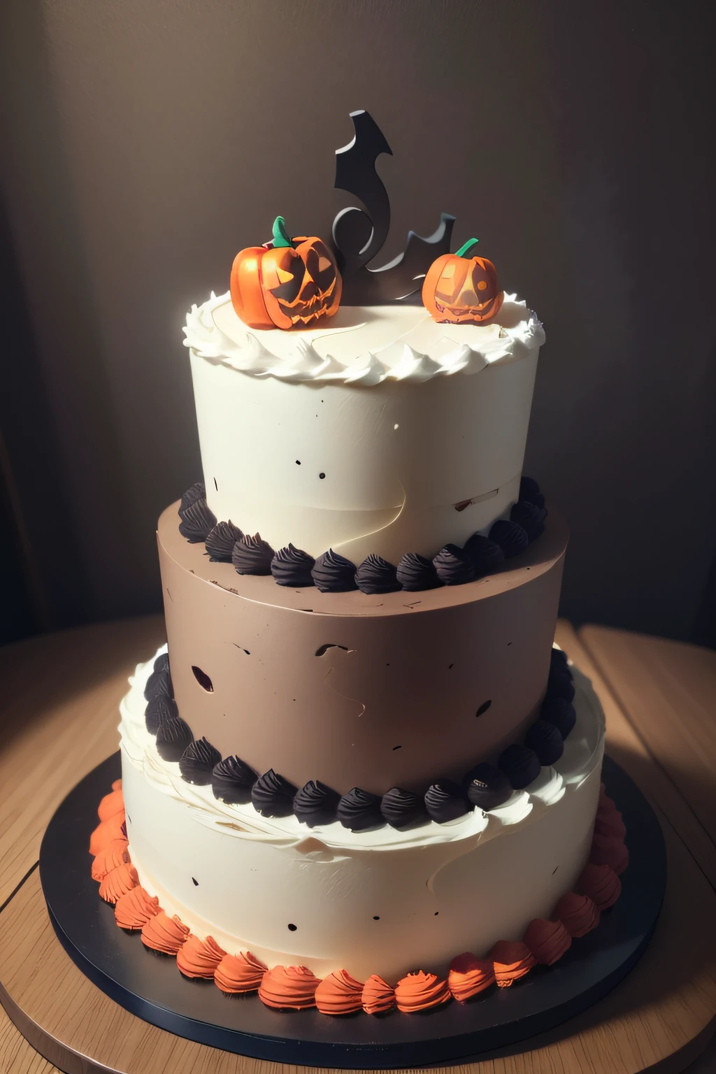 RAW, masterpiece, ultra fine photos,, top-quality, 超A high resolution, Photorealsitic、Halloween Themed Cake, In a variety of shapes and colors, Realistically rendered, photo-like style