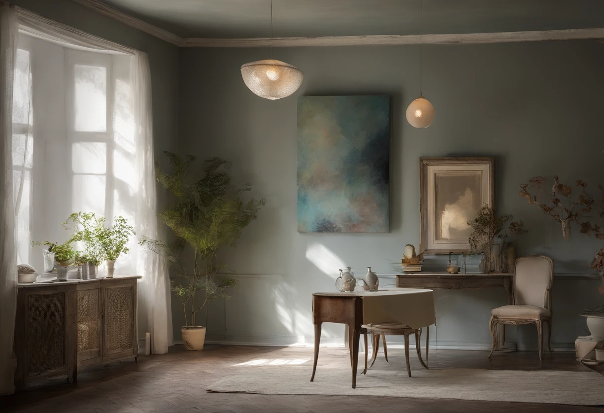 darkened room、miniature light bulb、pale color