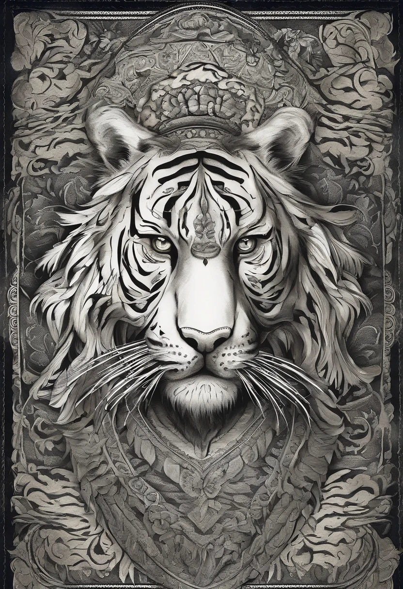 the white tiger and a mature adult female beautiful beast tamer, mature woman, (mature face:1.4), Mountain and Sea Sutra,mythological beasts, Handsome, mature face, extremely detailed, beautiful shadow and lighting, masterpiece, absurdes