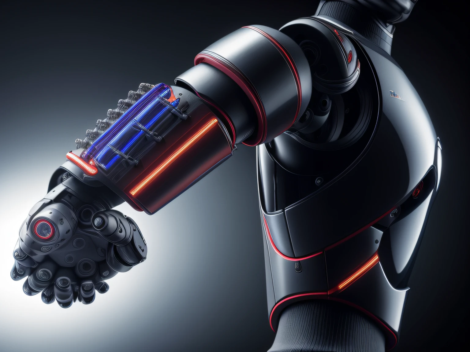 (realistic,highres:1.2),ultra-detailed,professional,robotic arm with hand and five fingers,sharp focus,realistic definition, vivid colors,physically-based rendering,portraits,studio lighting