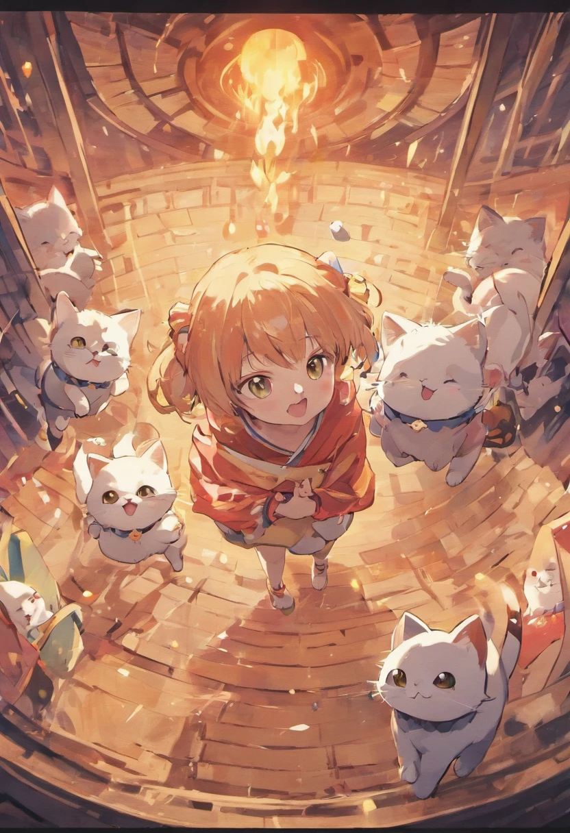 Anime cartoon kittens playing with Kulomi