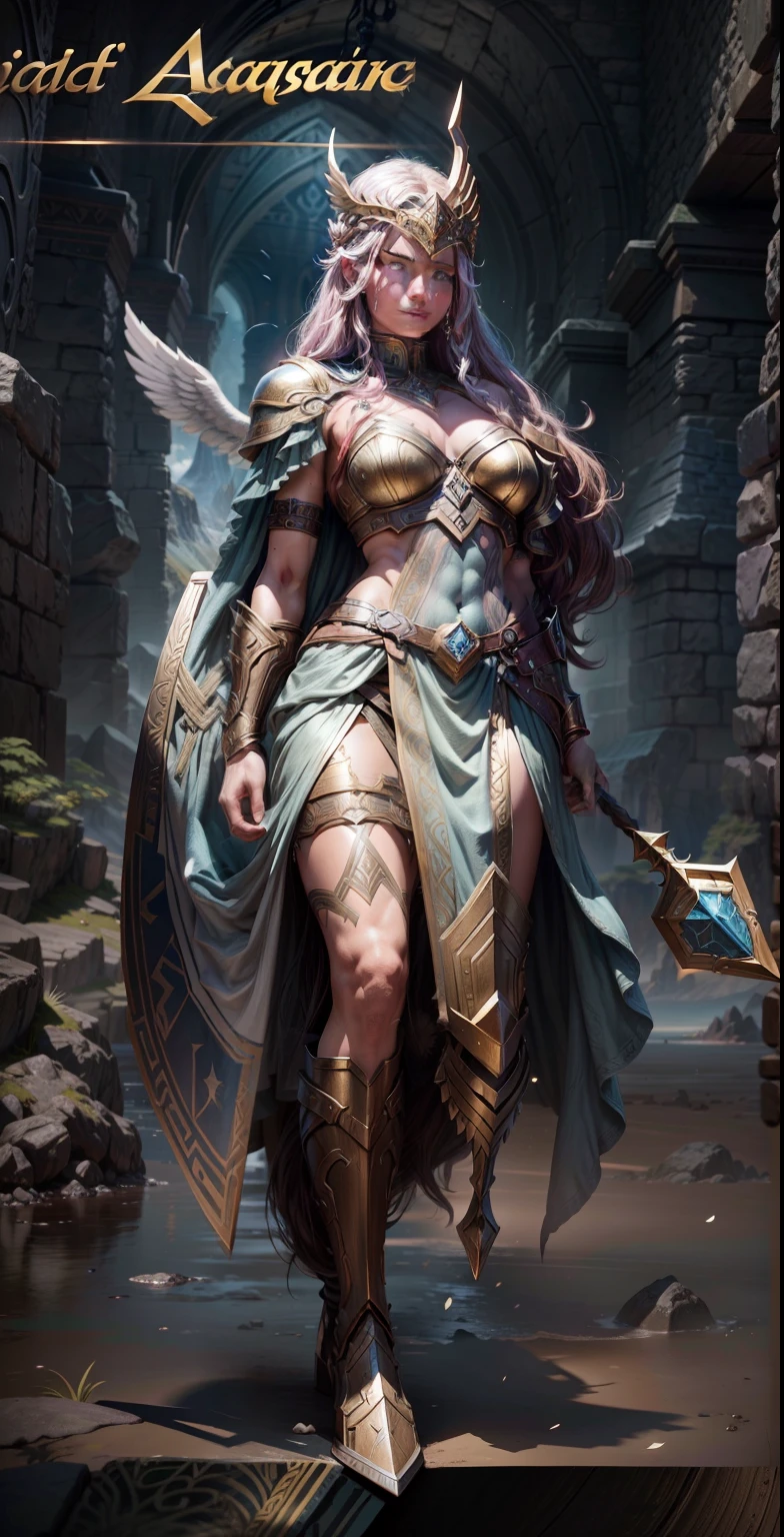 Asgard，valkyrie，Senhora Cavaleiro，Anatomia correta，epic fantasy digital art，tmasterpiece，8k，high-definition resolution，desenho detalhado，Qulidade Superior，, Epic composition, músculous body