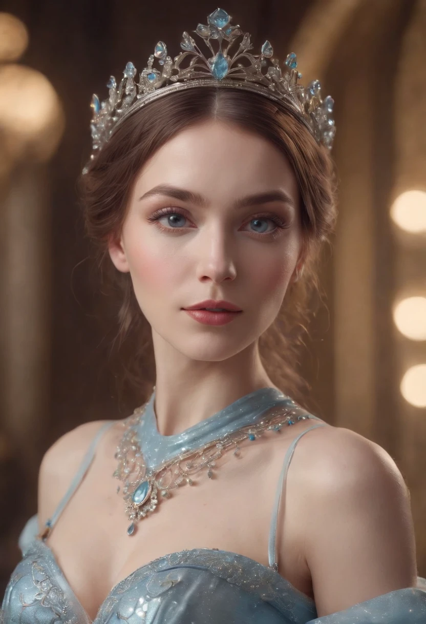 uma fotografia em close-up de uma princesa elegante com muito longo (soprado pelo vento:1.1) ombre platinado cabelo branco, disbelief, seios planos e flacidez com longos, she's strolling in Cinderella's castle, She's wearing a gorgeous multi-layered green ball gown stitched together with a black accent., incrustado com joias, intricate pattern, circunstanciado, hair accessoryglamour model,  (pele texturizada, skin pores:1.1), (pintas:0.8), pele imperfeita, arrepios, impeccable face, (sardas claras:0.9), ventoso, (Noite:1.1), tema escuro, estrela, Enluarado