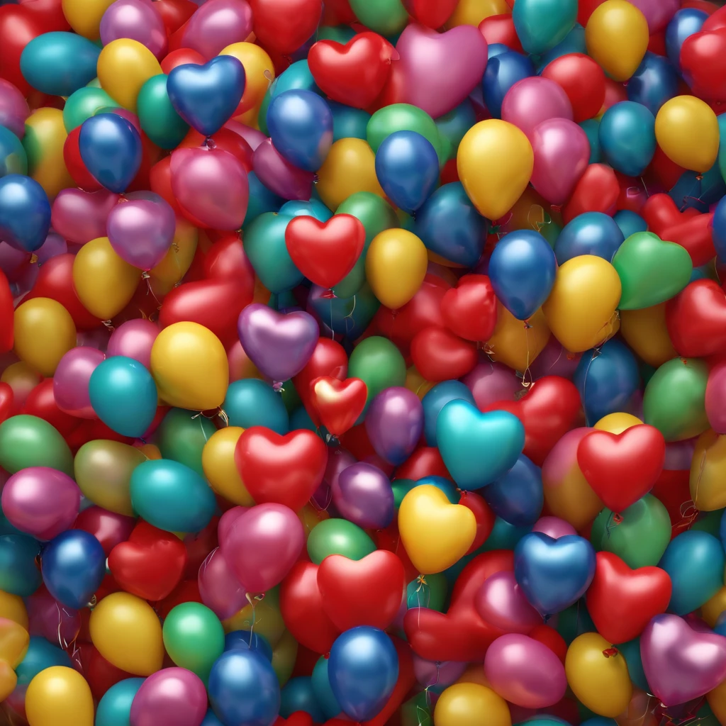 Image Fill, masutepiece, Super Detail, High quality, awardwinning, 8K, Balloons, heart-shaped, various colors