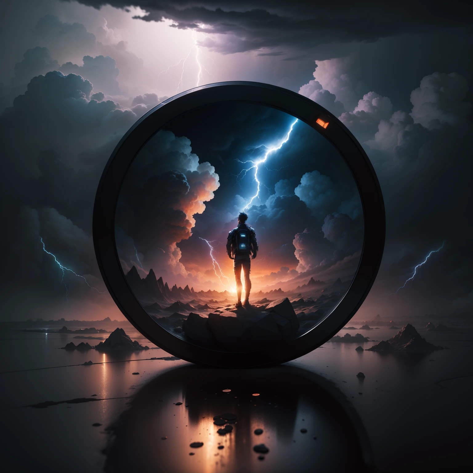 a lpp coin surrounded by clouds and lightning, a digital rendering by Andries Both, pixabay contest winner, futurism, black background, #vfxfriday, contest winner