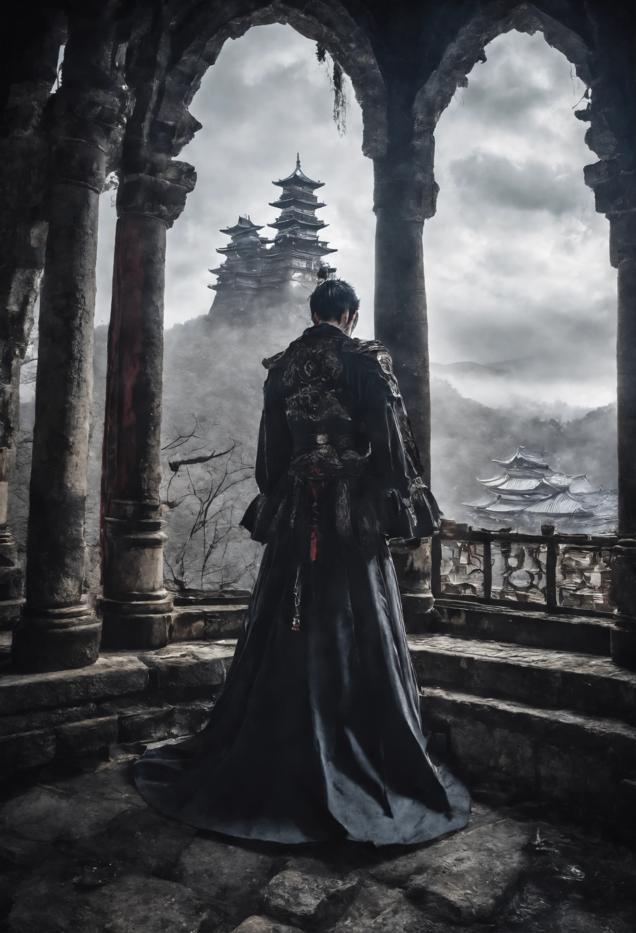 Raw Photo, 8K, Ultra High Quality, High Definition, Masterpiece, Photorealistic: 1.6, Wide Angle Lens, Best Quality, High Quality,
Azuchi-Momoyama Castle towering over the demon world and its surrounding disasters々Describe the scene in detail。
Azuchi-Momoyama Castle towering over the demon world、It has a presence as if it has jumped out of another world.。Its walls shine jet black、It was as if evil magic was oozing from the stone wall.。The city gate is huge.、An iron door engraved with an ancient spell opens with a sound、It was like a challenge to visitors.。
When you enter the castle、The ghostly warriors fighting appear as phantoms、Their armor and swords were stained blood-crimson。Walking down the corridor、A hall that looks like an abandoned building spreads out、There is a disaster々A magic circle is drawn、It seemed that a magical ritual was being performed。The walls are decorated with statues of demons and portraits of wizards、Its eyes gaze at the visitor,、It was as if it penetrated deep into my heart.。
When you reach the top floor of the castle、Therein lies the throne of the Dark Demon Lord.、The ruler of the demon world sat。His black robe is reminiscent of the night sky.、A cold smile covered his face。Disaster around the throne々Demons serve faithfully、was following his orders。
Looking out of the castle、A vast forest of darkness spreads out、Inside it is a skeleton tree々and gray fog in the air。The night sky is always the color of blood、disaster々A storm is raging、Magic lightning was running around with the clap of thunder。This Disaster々The scene is、It is part of the world under the influence of the ruler of the demon world.、The power was enormous。
Azuchi-Momoyama Castle and its surroundings in this demon world、It's a fantastic and terrifying world.、It was a place that ordinary people couldn't even set foot in.。however、The Disaster々Those who are drawn to beauty and magical powers、I had to be prepared to challenge this castle of the demon world.。