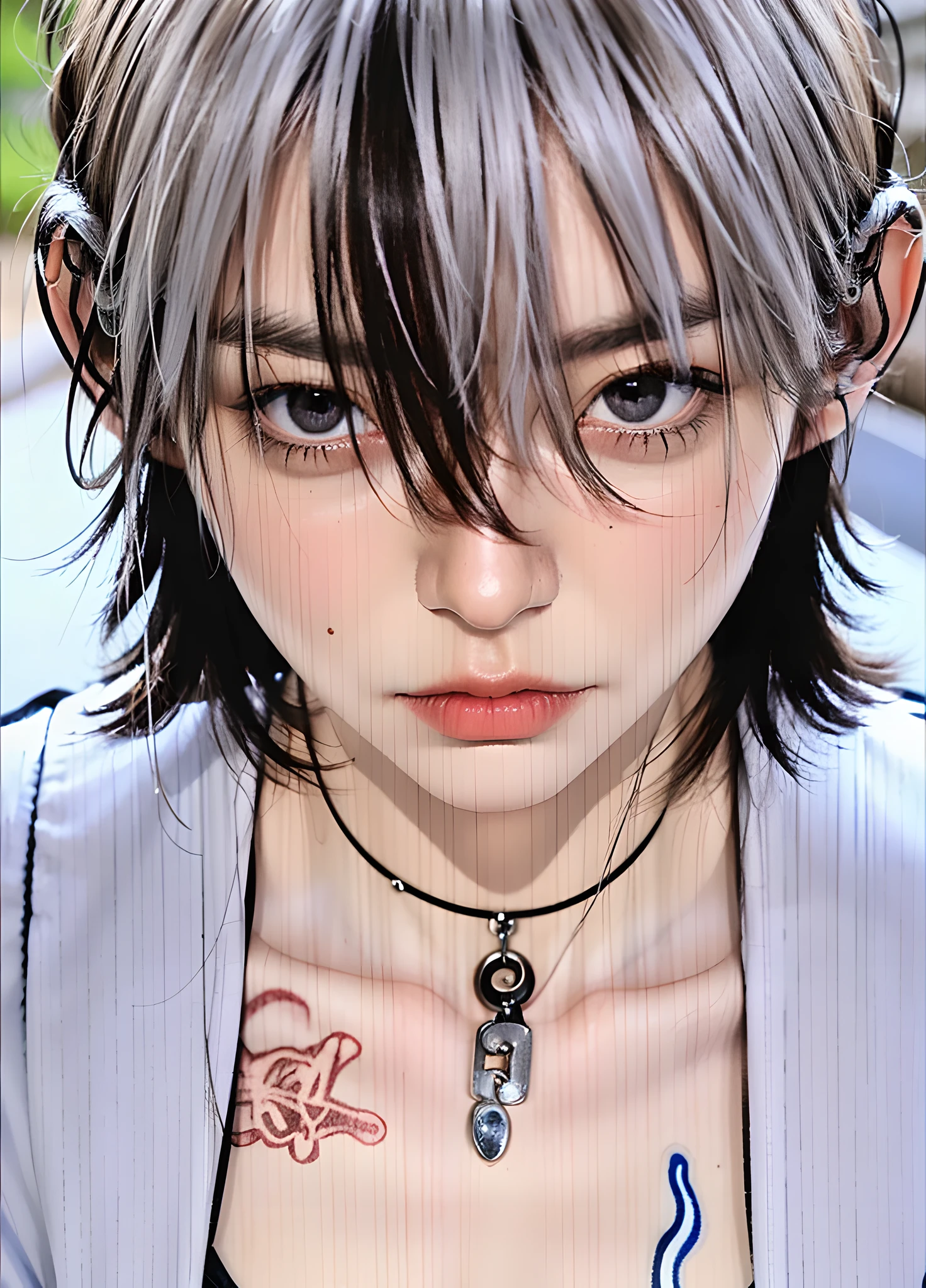 (photorealistic:1.4), best quality, masterpiece, ultra high res, 1girl, (detailed face:1.2), (detailed eyes:1.2), (detailed hair:1.2), (detailed clothes:1.2), 4k, (detailed color:1.2), perfect finger, (white silver hair:1.2, (light brown eyes:1.2), annoyed face,