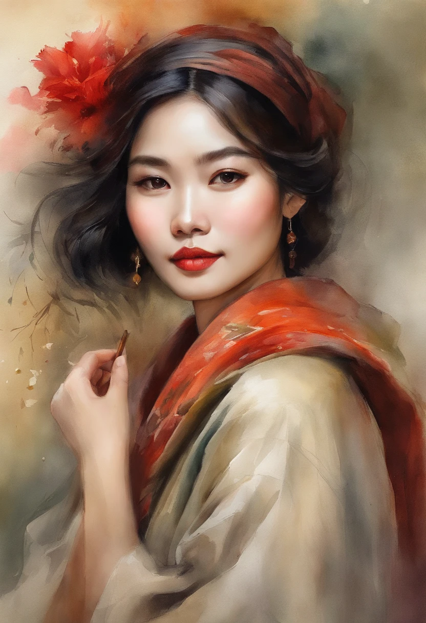 " Kiki from Kiki's delivery service portrayed in a captivating oil painting style.", close-up of a woman in a fur coat posing for a photo, photoshoot, beautiful ruan jia!, beautiful Vietnamese woman, beautiful young Vietnamese woman, Vietnamese  female fashion model, beautiful young korean woman, young asian woman, fashion model photography, beautiful Chinese model , Chinese woman, heise-lian yan fang, Asian girl with long hair, an Asian woman
