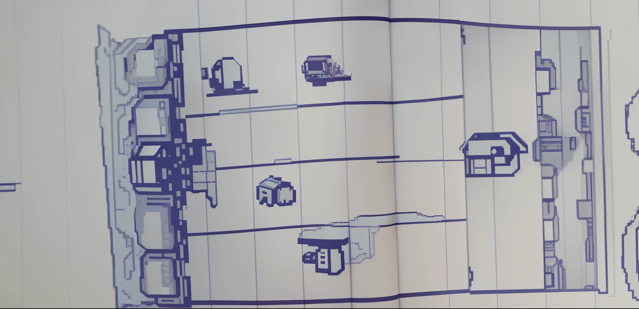 16bit, 16bit game, pixel art, Japanese RPG battle scene, 80's games, Monster, chibi, tiny,its a blue print of image