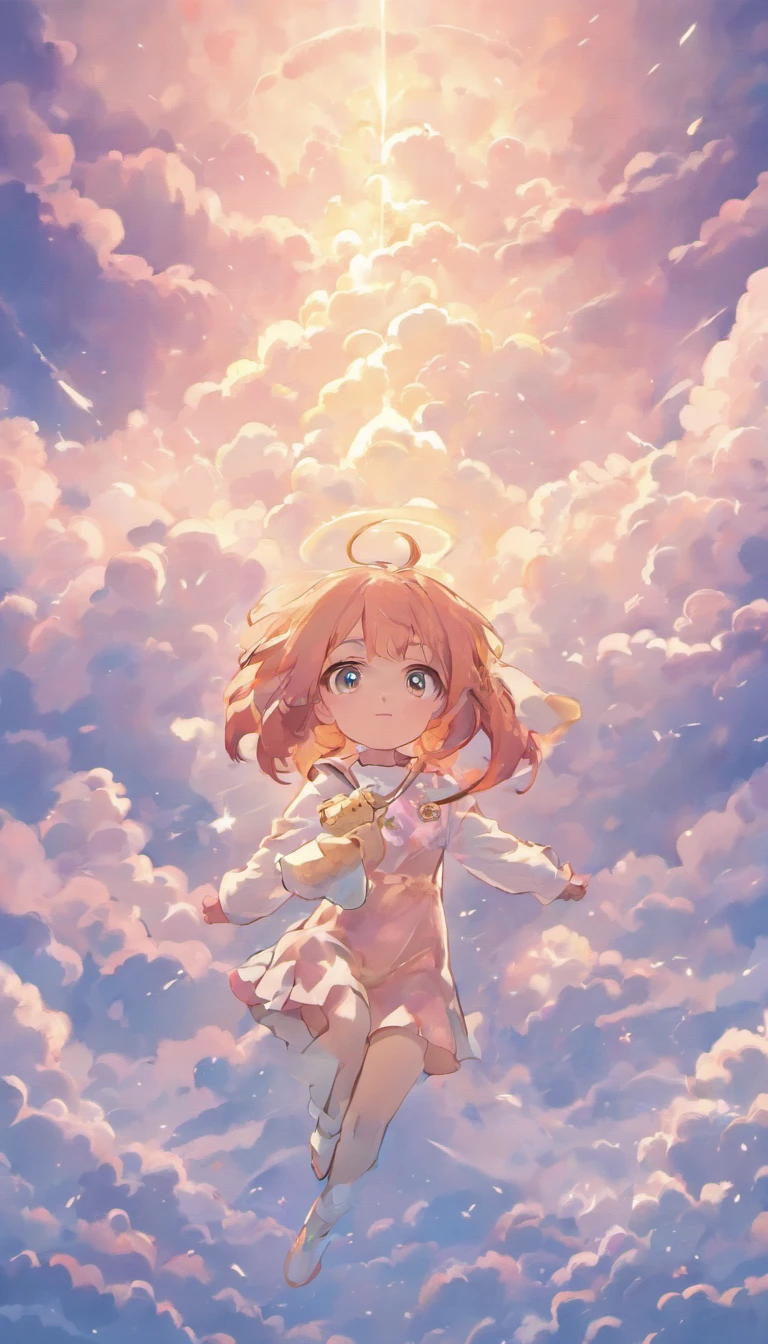 Perrito surgiendo entre nubes blancas. ( Reasonable design, Clear lines, Alta nitidez,La mejor calidad, muy detallado, Obra maestra, Film light effect, 4k )