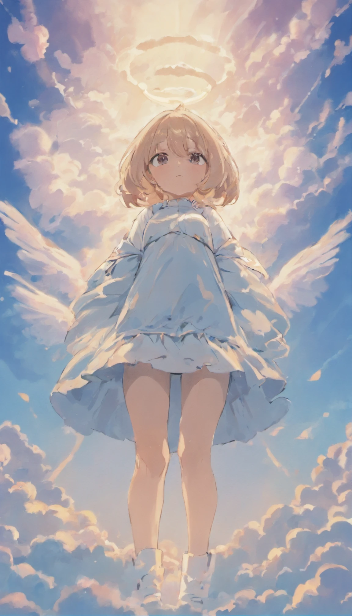 Perrito surgiendo entre nubes blancas. ( Reasonable design, Clear lines, Alta nitidez,La mejor calidad, muy detallado, Obra maestra, Film light effect, 4k )