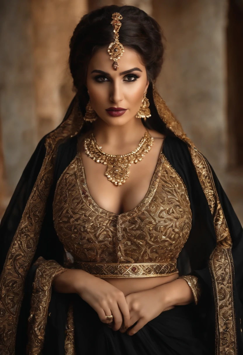 Big round ass Traditional Turkish woman showing off her admirable ass,Wear long breasts at the same time,black toga,Small gold details