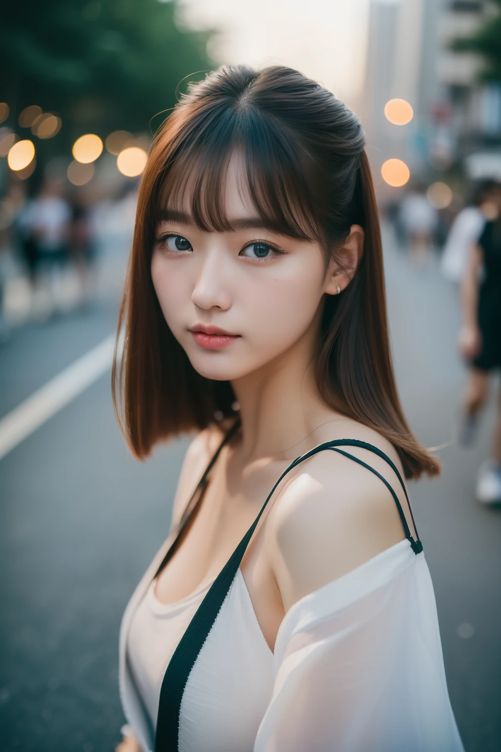 (top-quality、8K、32K、masterpiece)Beautuful Women、TOKYOcty、In the street、natta、street snap、夏天、Perm hair
