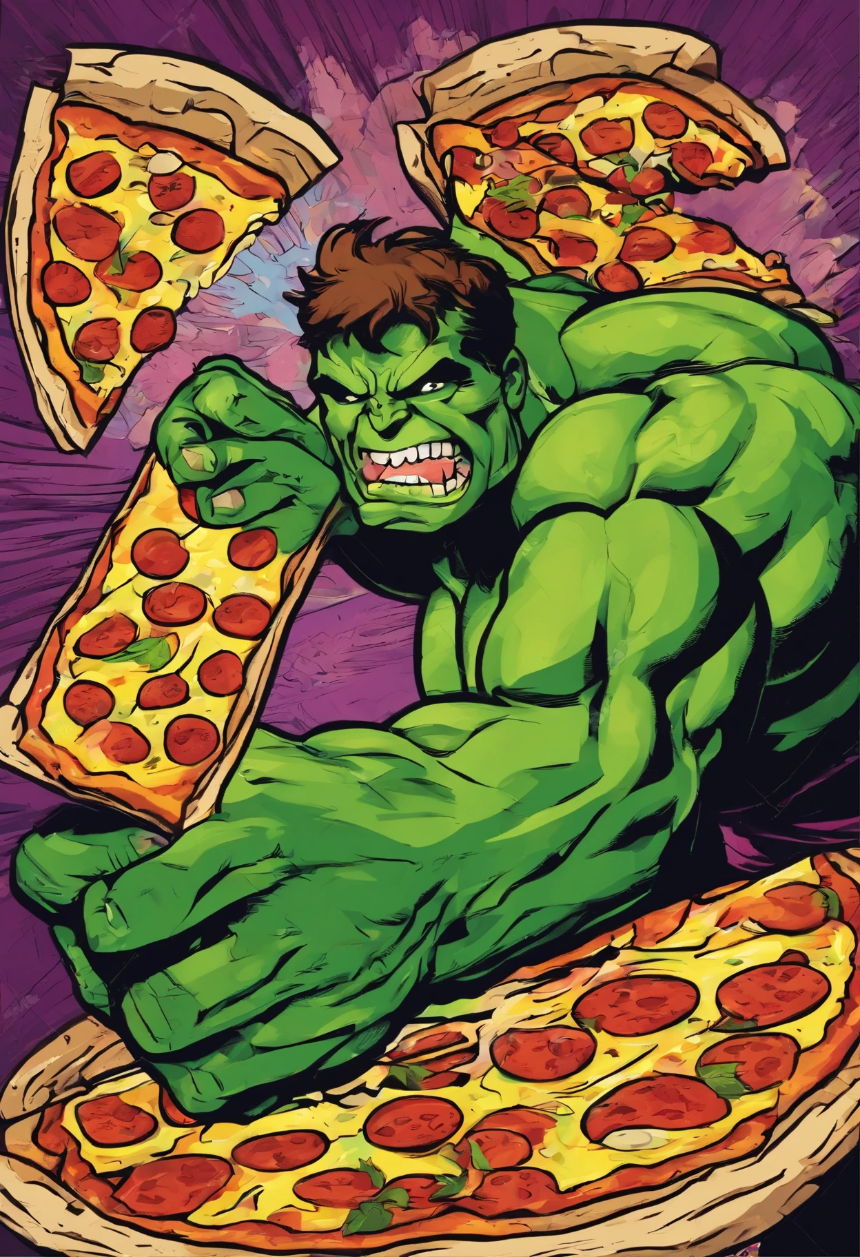 Hulk eat pizza