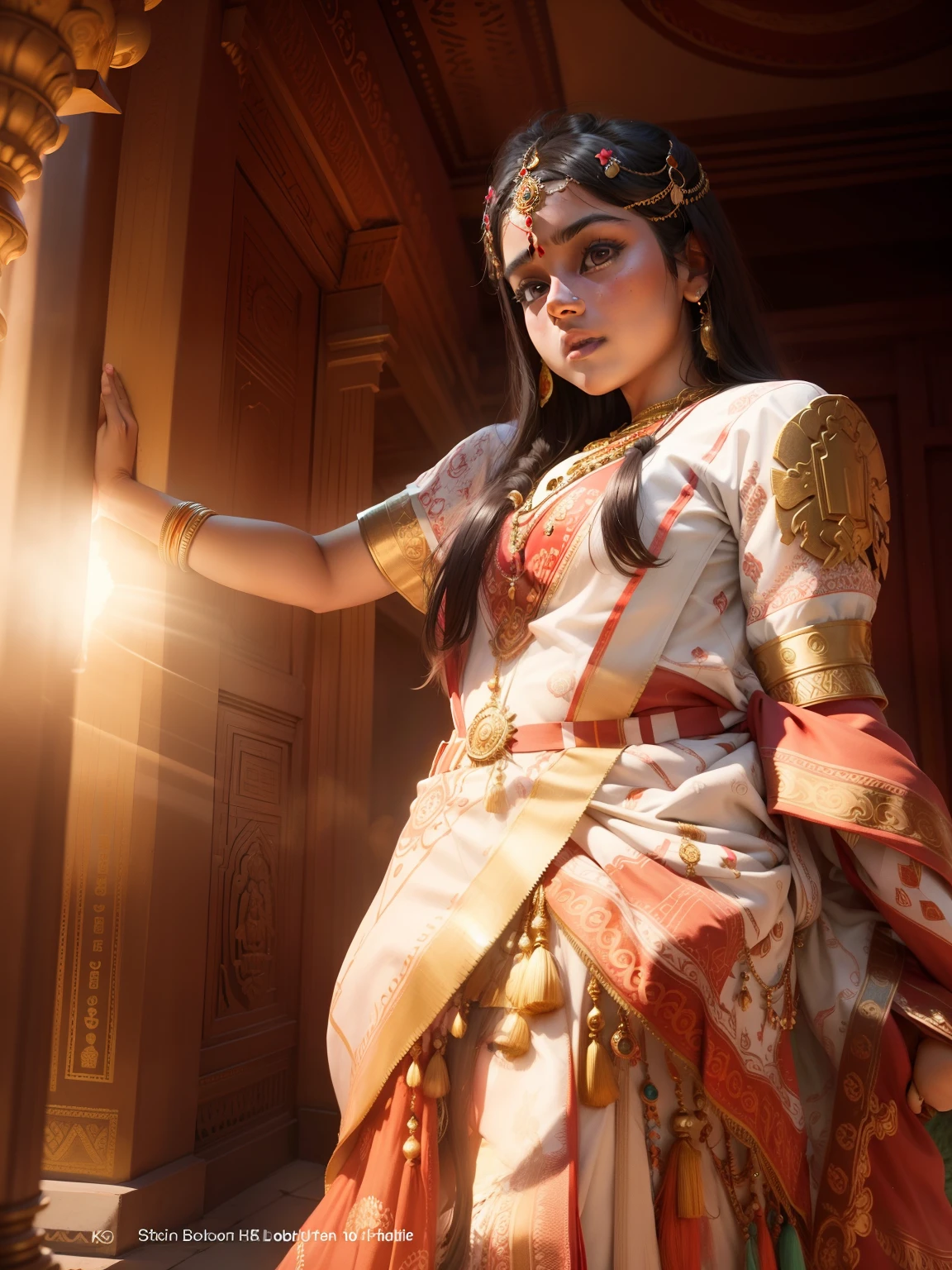 Change background temple,8k realistic high graphic , realistic face,sunset