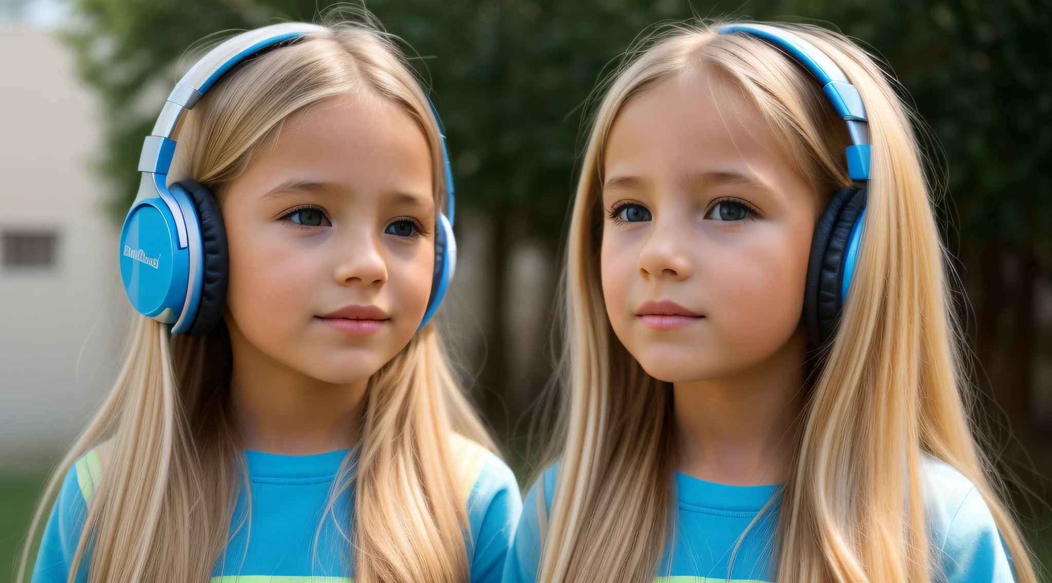 children girls, BLONDE LONG HAIR , nuvens negras & Forros de Prata, HEADPHONE.