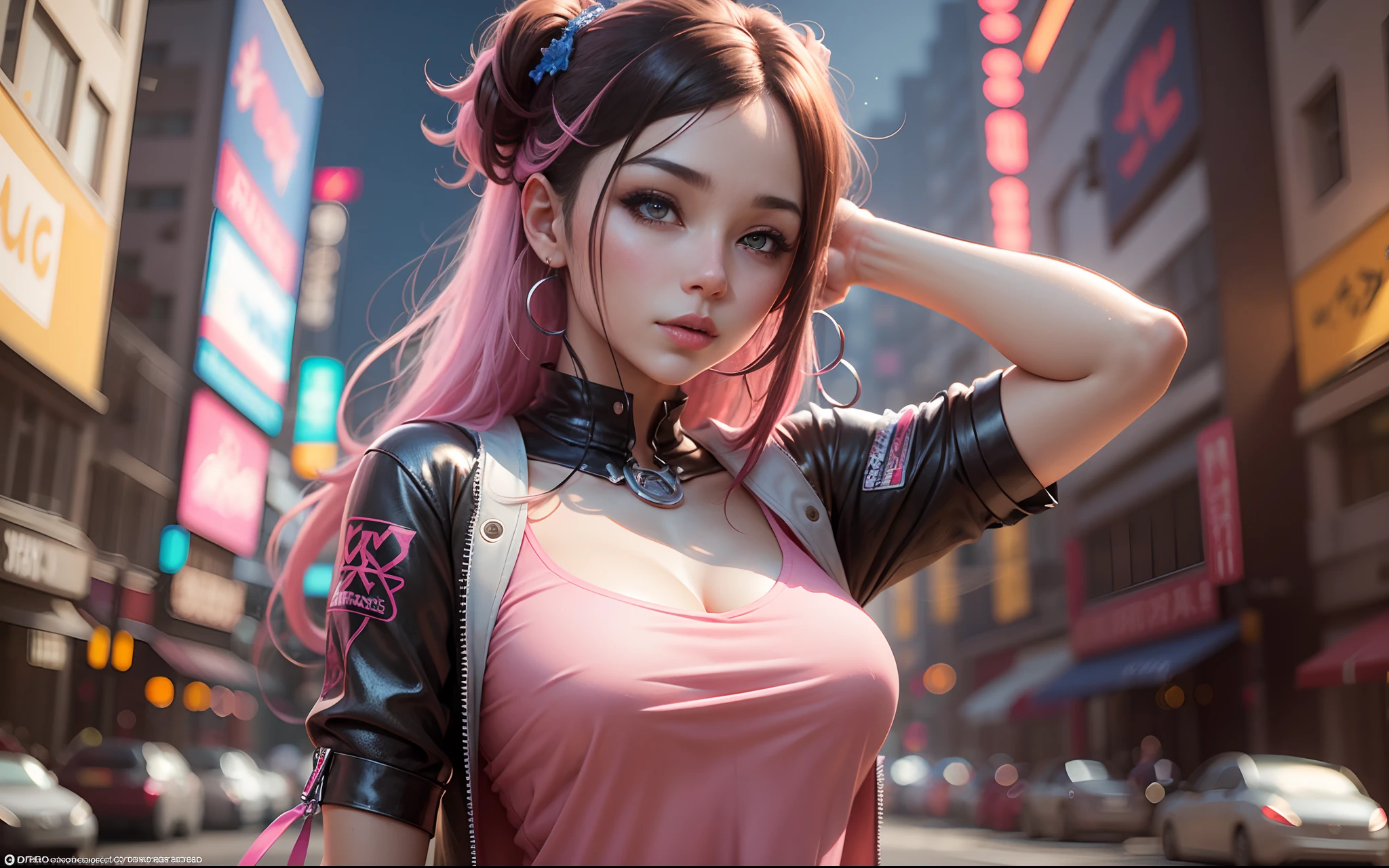 Big anime girl posing with pink top, realistic anime 3 d style, Trending on CGSTATION, 3 d anime realistic, [ 4 k digital art ]!!, photorealistic anime girl render, 8k artgerm bokeh, artwork in the style of guweiz, photorealistic anime, Hyper realistic anime, Seductive Anime Girl, Smooth Anime CG Art