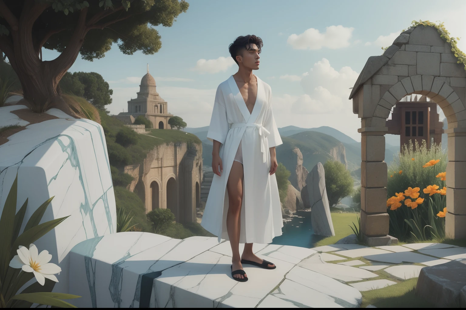 white summer robe