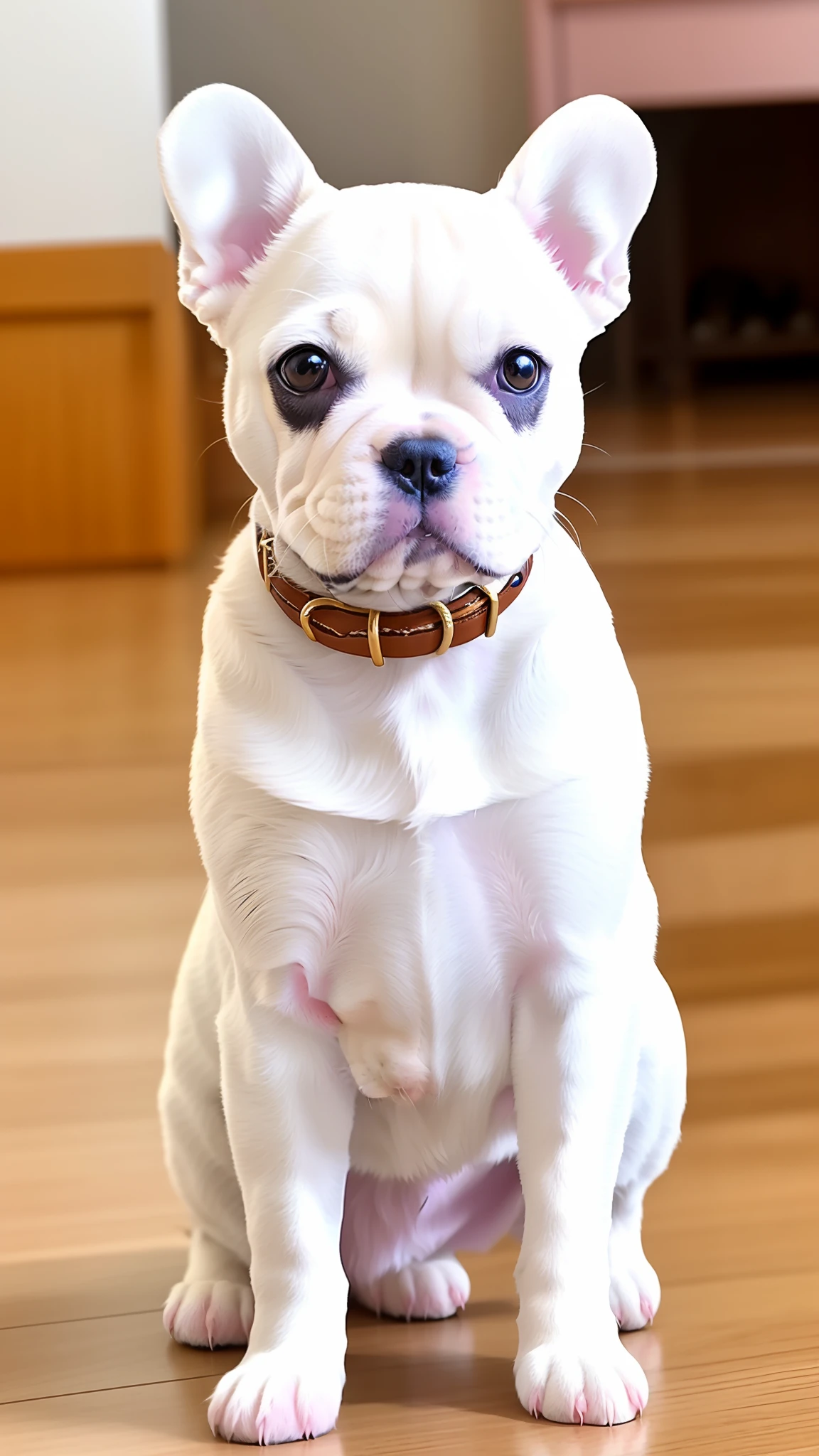 White French Bulldog puppy、Moist eyes、single body、stare