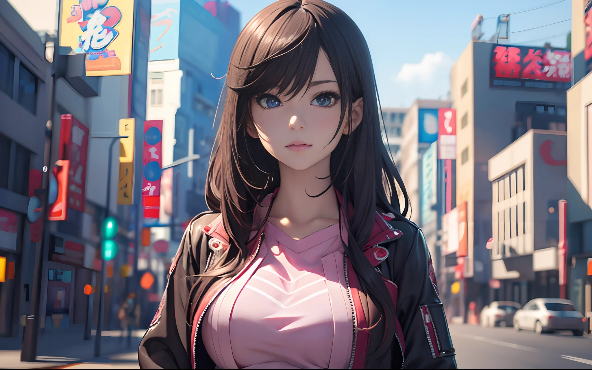 Big anime girl posing with pink top, realistic anime 3 d style, Trending on CGSTATION, 3 d anime realistic, [ 4 k digital art ]!!, photorealistic anime girl render, 8k artgerm bokeh, artwork in the style of guweiz, photorealistic anime, Hyper realistic anime, Seductive Anime Girl, Smooth Anime CG Art