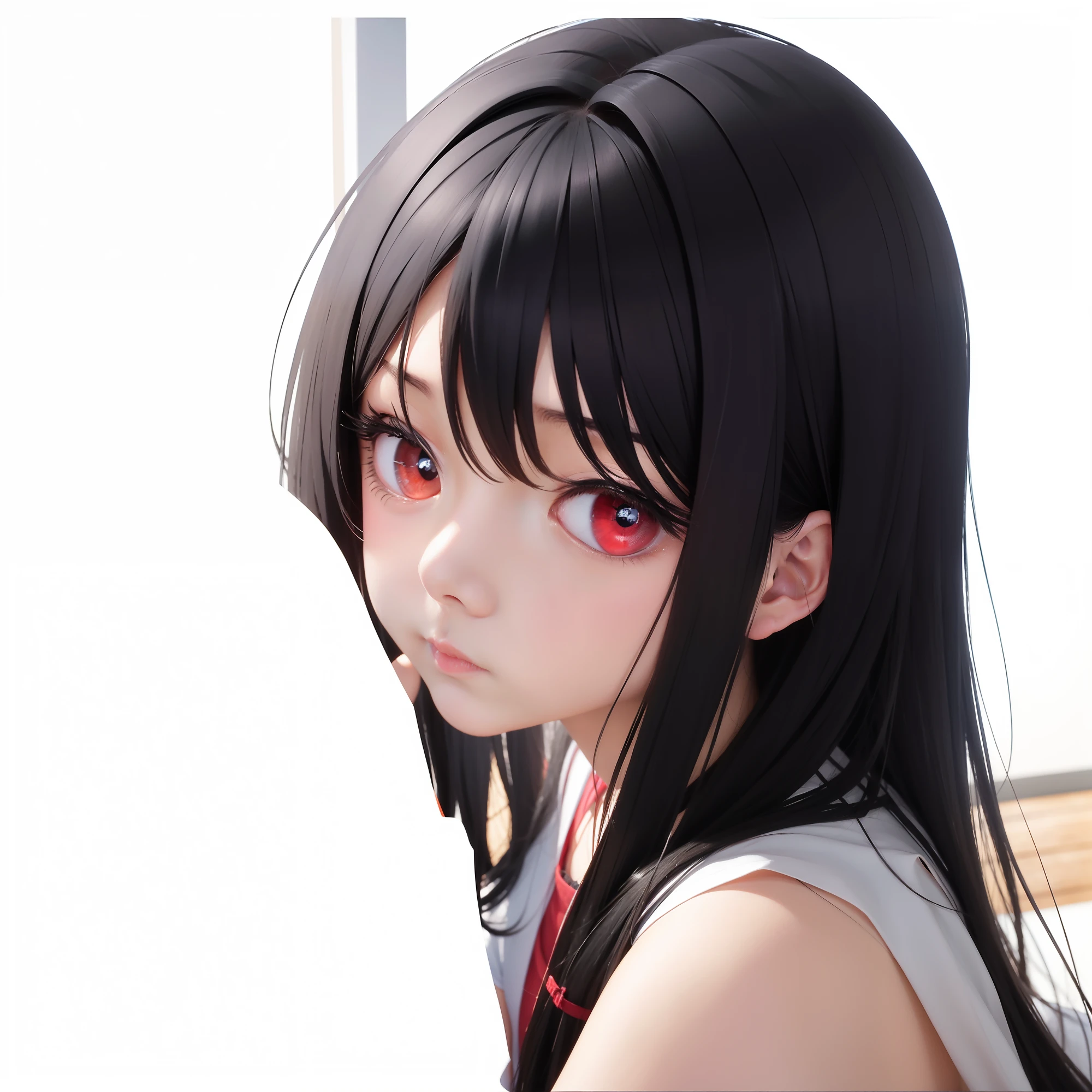 Anime girl looking at camera with long black hair and red eyes, anime style 4 k, realistic anime art style, Smooth Anime CG Art, Beautiful anime girl, Portrait Anime Girl, realistic young anime girl, charming anime girls, profile of anime girl, Cute anime girl, Seductive Anime Girl, anime moe art style, Anime style. 8K, Beautiful Anime Portrait