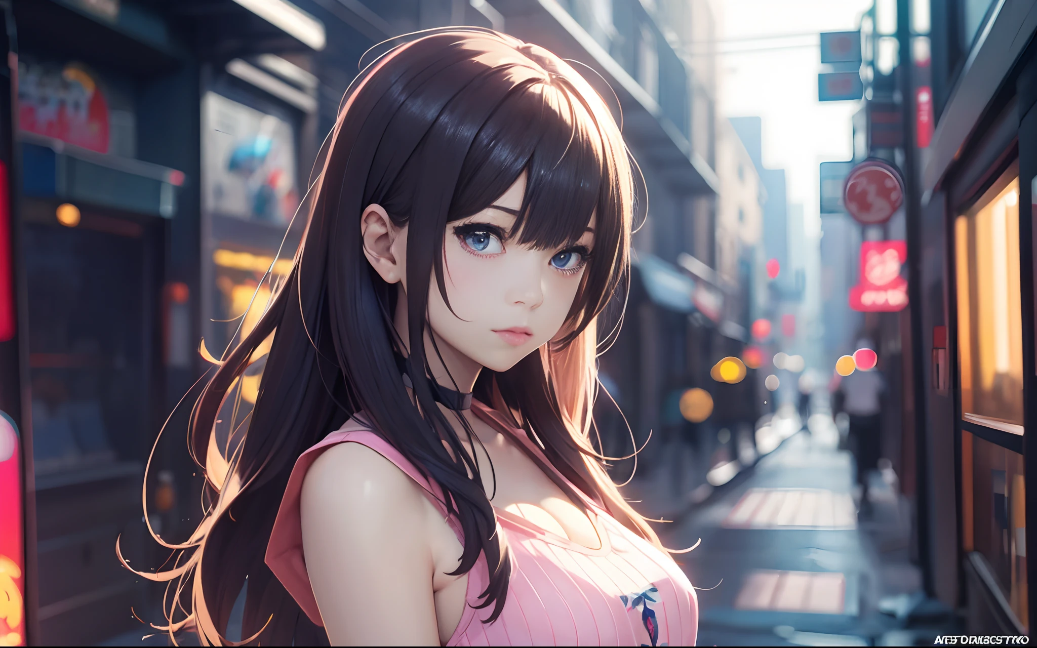 Big anime girl posing with pink top, realistic anime 3 d style, Trending on CGSTATION, 3 d anime realistic, [ 4 k digital art ]!!, photorealistic anime girl render, 8k artgerm bokeh, artwork in the style of guweiz, photorealistic anime, Hyper realistic anime, Seductive Anime Girl, Smooth Anime CG Art