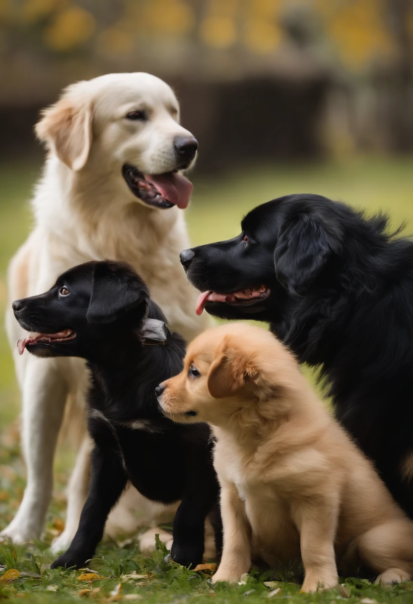 Five dogs fight