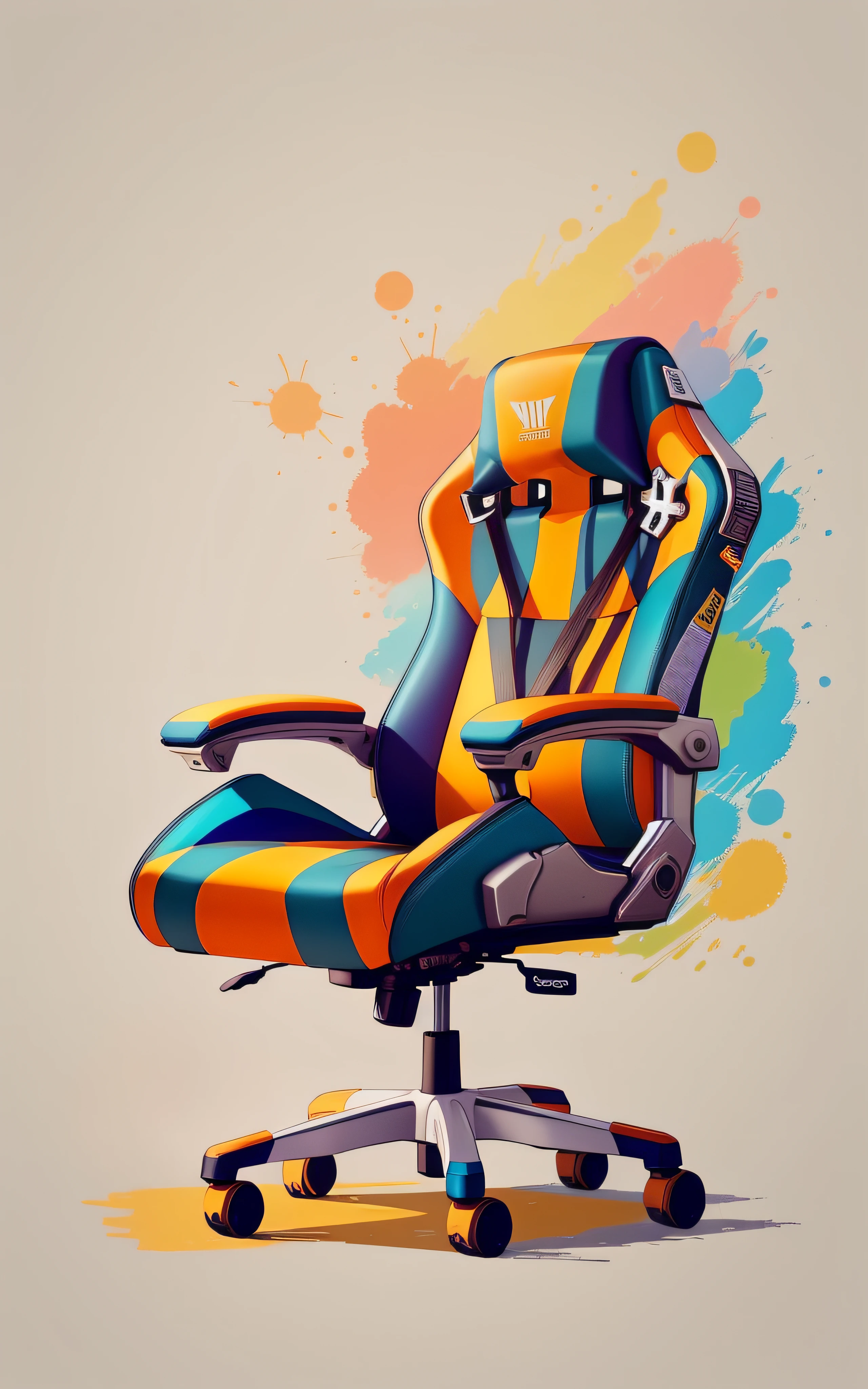 a drawing of a colorful office chair with a spray paint effect, epic art style, estilo de arte impressionante, Estilo de Arte Digital, estilo de arte big tech, Obra-prima da arte digital, cadeira GAMER, Estilo de arte futurista, sentado em sua cadeira. intrincado, Arte NFT, Arte digital estilizada, arte estilizada muito coerente, arte digital de videogame, paper awesome wallpaper