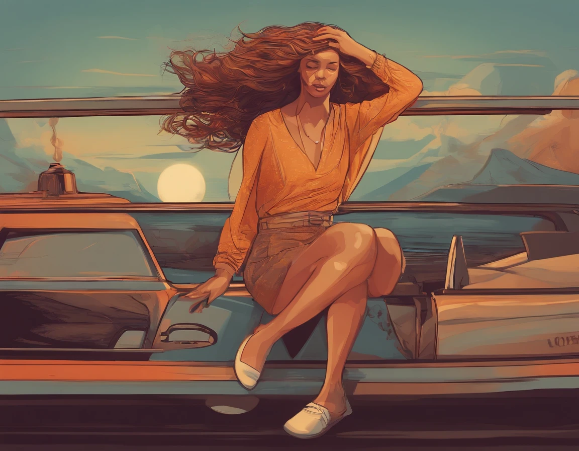 there is a woman riding a skateboard, jen bartel, in style of cyril rolando, cyril rolando and goro fujita, inspired by Cyril Rolando, in style of digital illustration, illustration style, stunning digital illustration, vector art style, stunning art style, vector behance hd jesper ejsing, colorful illustration, fabulous illustrations