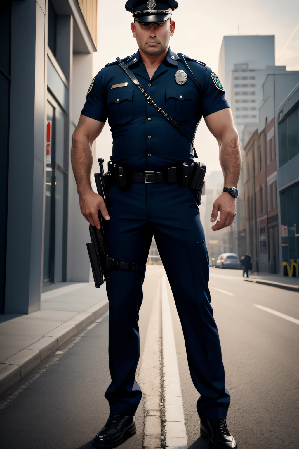 A police guy with a good physic full body