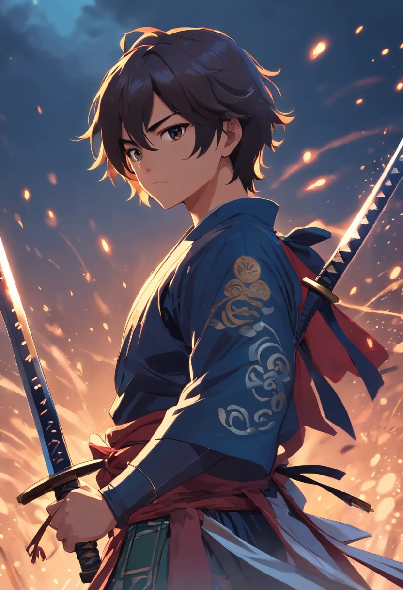 Felipe Ain as a samurai, Sword decoration, Black Armor, murky, mustache, Best Quality, brutality