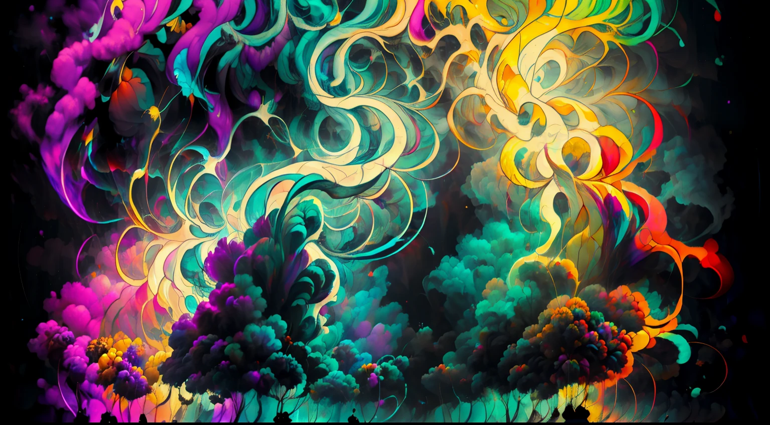 Un primer plano de un humo colorido se vierte sobre un fondo negro, humo de color fluido, humo colorido, Humo multicolor, humo coloreado, humo de colores brillantes, acid-colored smoke, Humo de color, humo de arco iris, Background of psychedelic smoke, Humo colorido en el fondo, humo espeso y colorido, Humo giratorio colores radiantes, nubes de humo de colores, humo arremolinado, Arte del humo fluido