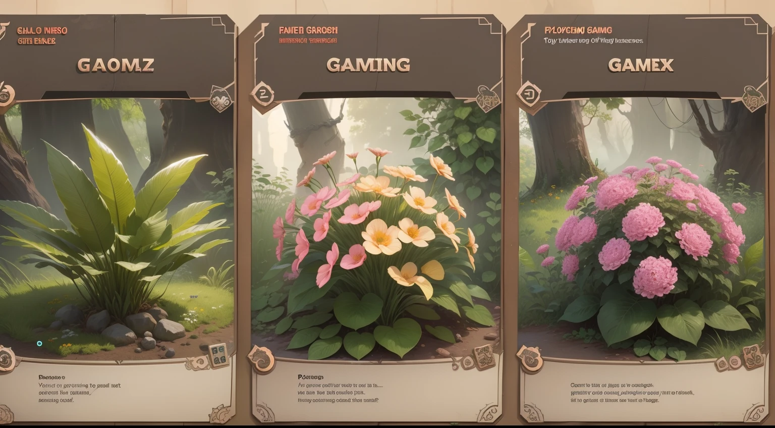 Close up of the growth stages of plants and flowers of different shapes, Detailed game art, Game design concept art, Game concept art, Fantasy elements, game design asset pack，Plant growth process