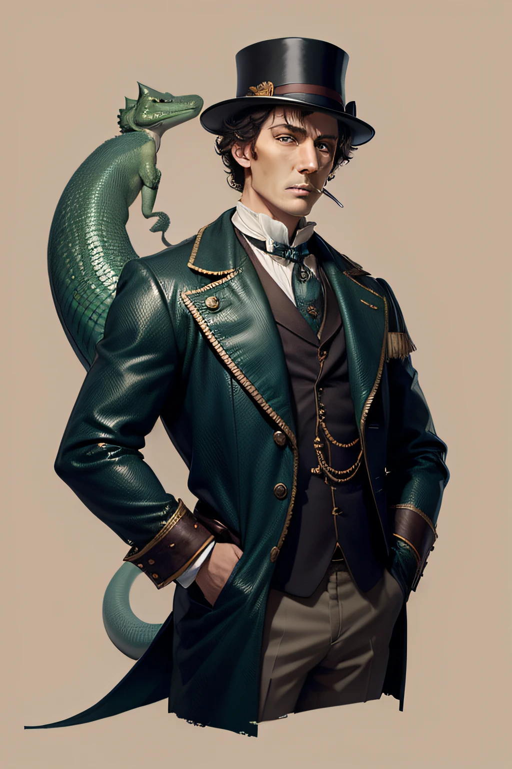 crea a sherlock holmes, con una piel escamosa tipo reptil