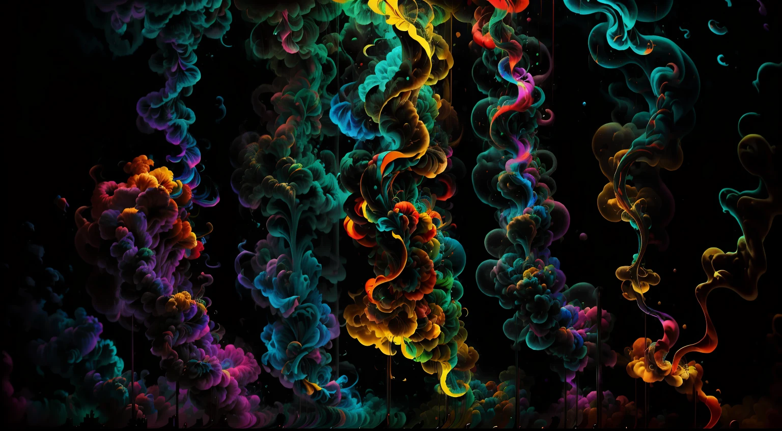 Obra de Arte abstracto. Un primer plano de un humo colorido se vierte sobre un fondo, humo de color fluido, humo colorido, Humo multicolor, humo coloreado, humo de colores brillantes, acid-colored smoke, Humo de color, humo de arco iris, Background of psychedelic smoke, Humo colorido en el fondo, humo espeso y colorido, Humo giratorio colores radiantes, nubes de humo de colores, humo arremolinado, Arte del humo fluido