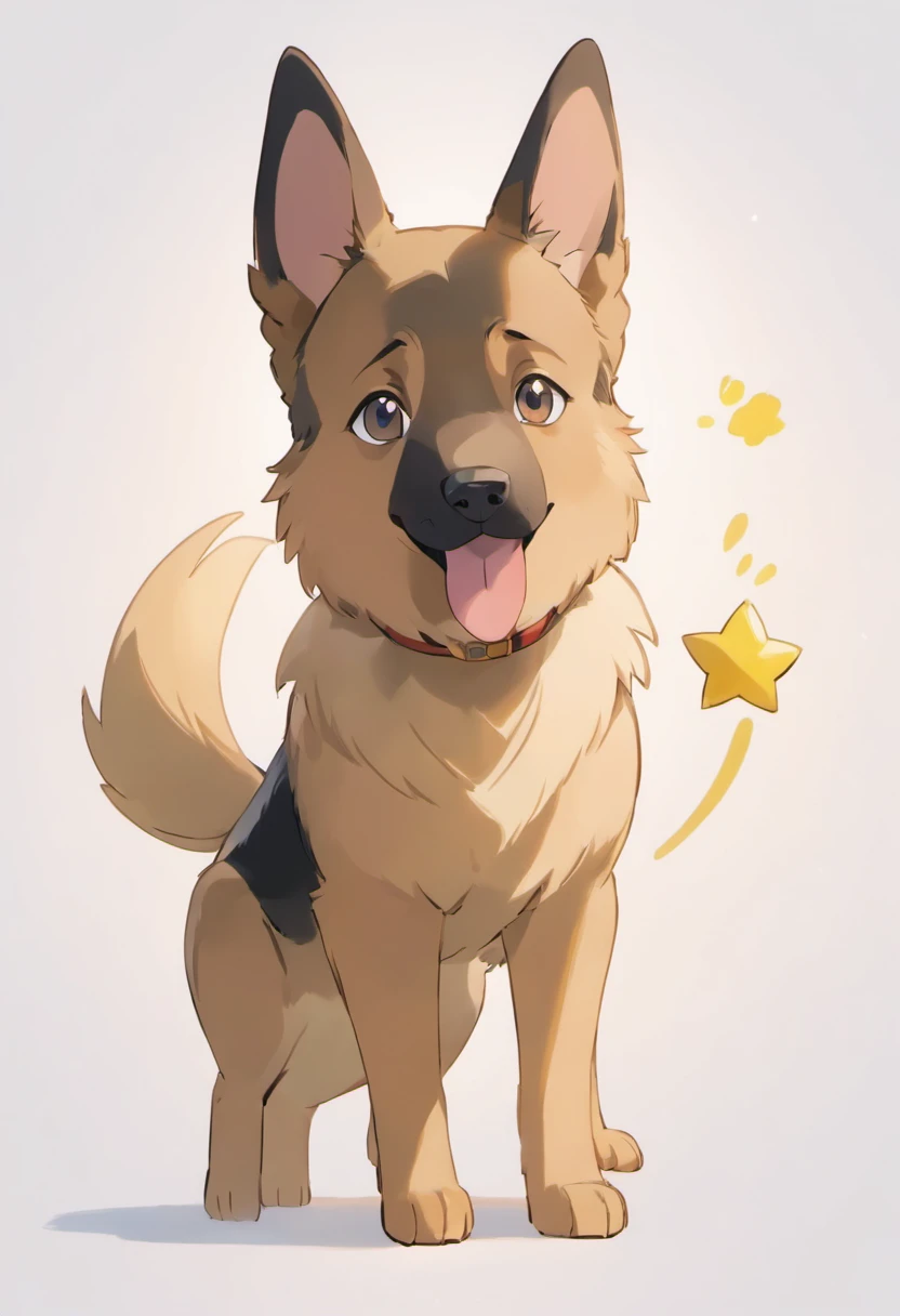 A touching scene in ultra-high definition 3D showcasing German Shepherd. German Shepherd, beautifully rendered in detail. The overall atmosphere is tender, filled with hope and serenity. White background,