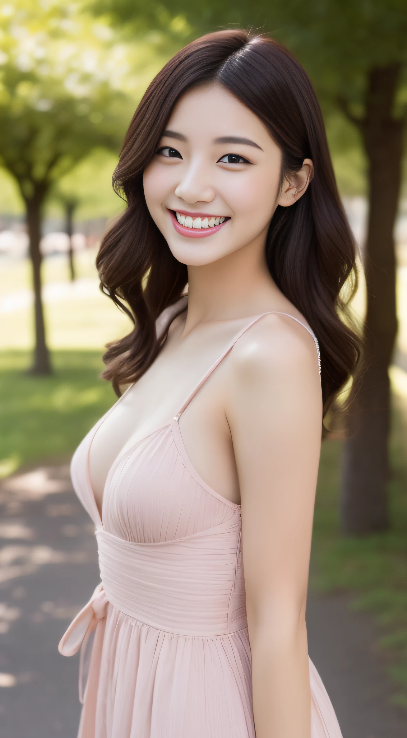 Miss Cabaret、Sexy Dresses、hiquality、A hyper-realistic、healthy、Smiling expression、Slender perfect figure、Japan beauties、beautidful eyes、face perfect、Beautiful skin、a park