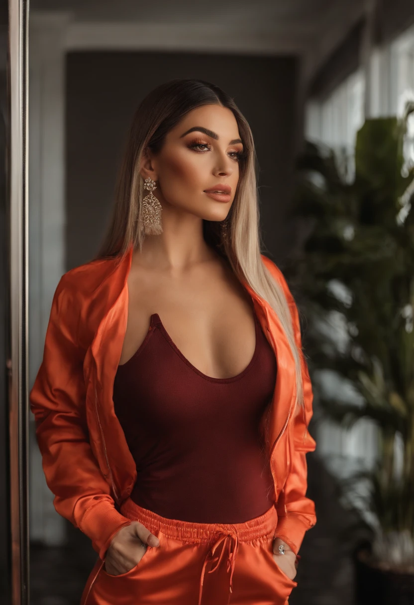 mulher aradoada com cabelos ruivos, Anna Nikonova aka Newmilky, cabelo carmesim vermelho, com cabelos ruivos, cabelos tingidos de vermelho, cabelos vermelhos carmesim e olhos vermelhos, Cor vermelha, cabelo carmesim, menina do cabelo vermelho, Estilo de Julia Razumova, Taran Dasha, com longos cabelos ruivos, ela tem cabelos ruivos, is taking a selfie in a mirror, inspirado por Ion Andreescu, wearing a tracksuit, ava max, Dua Lipa, 🔥 😎 🕹️ 👀 :2, Viktoria Gavrilenko, Kylie Jenner, Serena Malyon, Cerveja Madison, Meio rosa, wearing a track suit, olhar sexy, Mia califa