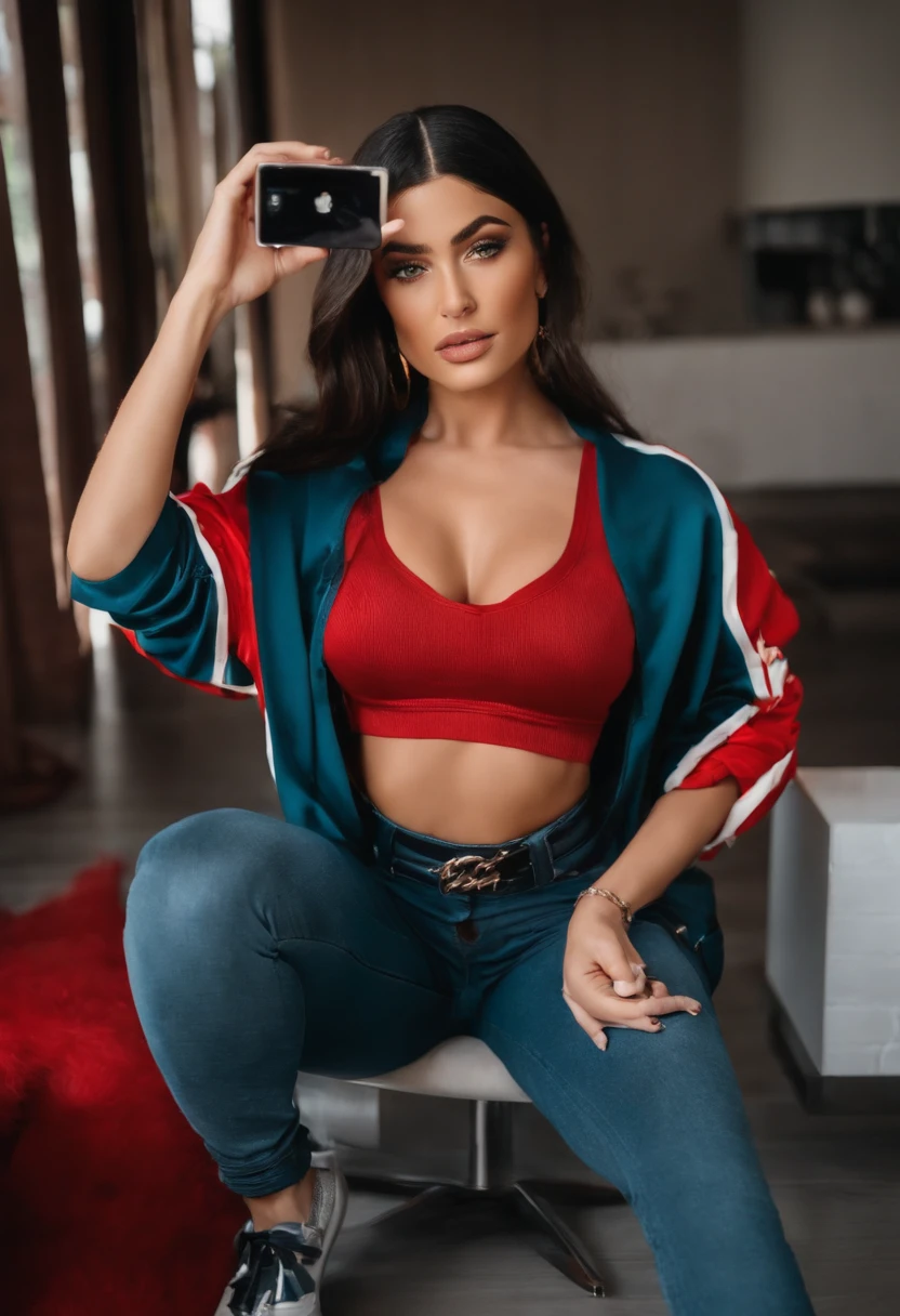 mulher aradoada com cabelos ruivos, Anna Nikonova aka Newmilky, cabelo carmesim vermelho, com cabelos ruivos, cabelos tingidos de vermelho, cabelos vermelhos carmesim e olhos vermelhos, Cor vermelha, cabelo carmesim, do cabelo vermelho, Estilo de Julia Razumova, Taran Dasha, com longos cabelos ruivos, ela tem cabelos ruivos, is taking a selfie in a mirror, inspirado por Ion Andreescu, wearing a tracksuit, ava max, Dua Lipa, 🔥 😎 🕹️ 👀 :2, Viktoria Gavrilenko, Kylie Jenner, Serena Malyon, Cerveja Madison, Meio rosa, wearing a track suit, olhar sexy, Mia califa