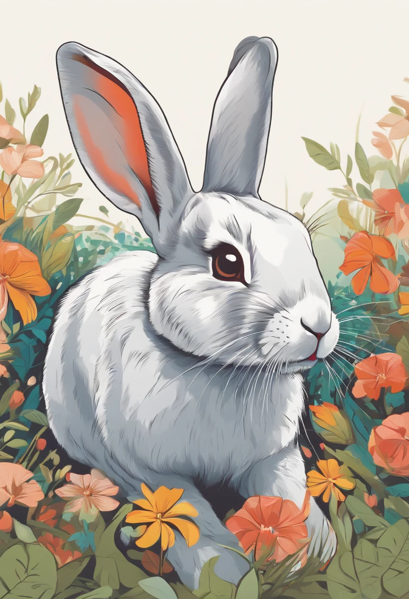Close up of running rabbit on colorful background, Digital Rabbit, highly detailed Vector art, jen bartel, Impressive art style, Vector Art Style, adobe illustrator art, art of alessandro pautasso, HD Vector Art, Hareful, Multicolor vector art, full color illustration, Beautiful UHD 4K Art, Vivid high-contrast coloring, Cute little rabbit