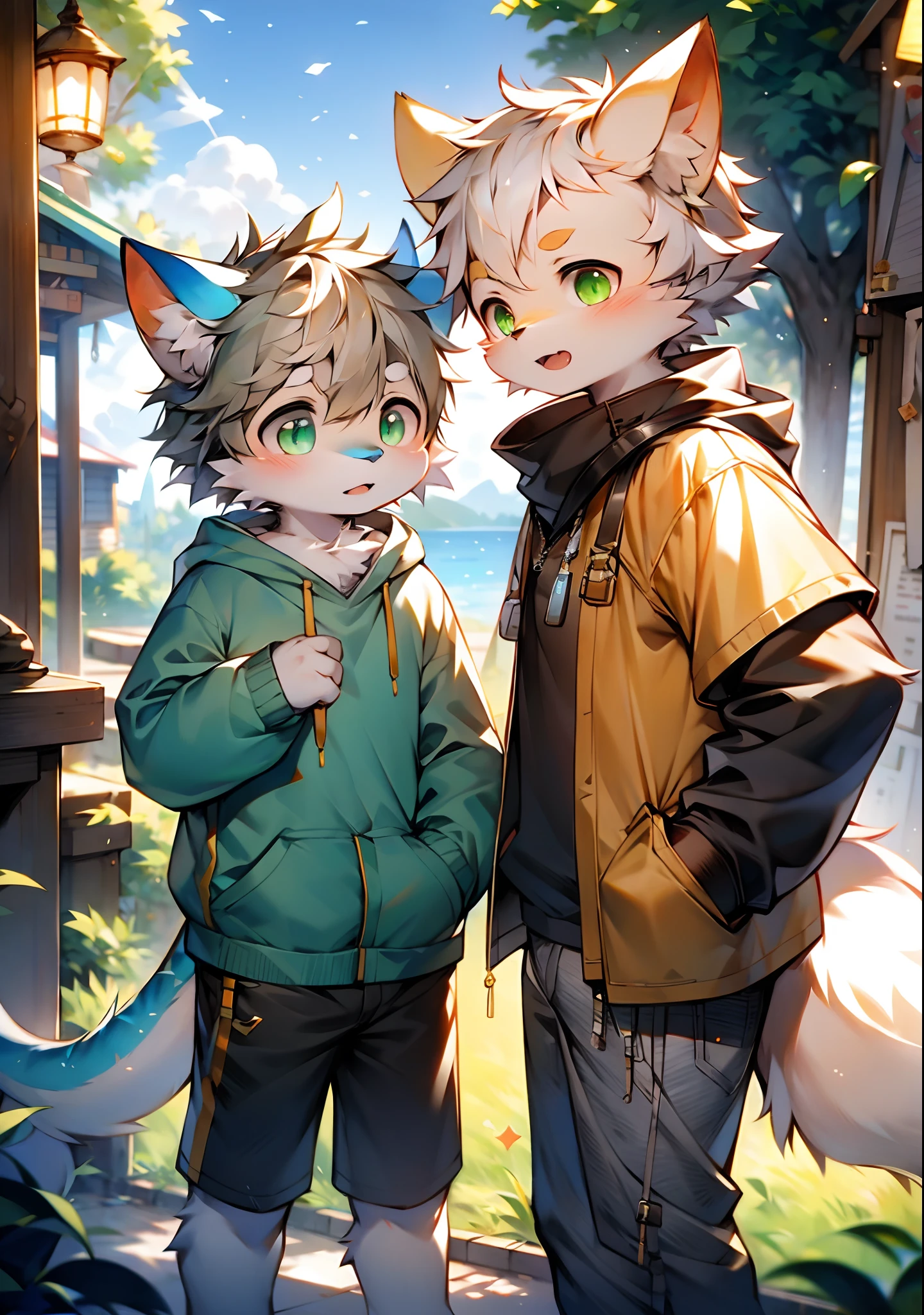 (catss,Gray hair and green pupils,Yellow and white coat color,adolable,vivaciousness,Libido boy,underage,Wear a sweatshirt with a pink pattern,lively and lovely,shorter pants, Wind element,shaggy),Digital artwork with cinematic lighting.A boy,Monosomy anthropology,Furry,feral,(Digital media \(artwork of a\):1.2),(hi,It's nothing,absurd res:1.2),Perfect anatomy,Anatomically correct,Detailed,Detailed face,Detailed eyes,(Realistic fur,Detailed fur:1.25),Detailed background,amazing background. Break (author:Puinki \(artist\):1.2),(author:Unreal Land,author:Sumi Kuroi,,author:Morkey,author:Emolga 1,Through oocysts:1.2),(author:Xia Huaiting:0.8),(by Pino Daeni:0.8),(author:Sios Shiru:0.8),(by Chunie:0.8).