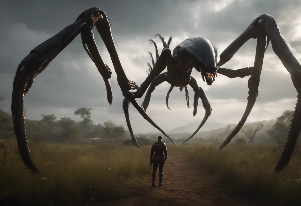 <lora:add-detail-xl:0.5>, , <lora:helldivers:0.8> helldivers , woman, facing away, skimpy armor, large ass, human handprint on ass, facing a monster, volumetric lighting, depth of field, key visual,, super detailed picture, high resolution, 10k, 8k, finely detailed, quality,, Cinematic portrait photography, capture subject in a way that resembles a still frame from a movie, cinematic lighting, story, narrative quality, drawing viewers into the scene and evoking a sense of cinematic immersion, capturing emotion, professional, engaging, compelling composition, wildlife photography, capturing nature's beauty, breathtaking landscapes, immersive experience, storytelling through imagery, showcasing wildlife behavior, sharp details, evocative composition, unique perspective